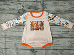 Halloween Pumpkin Maple Leaf Orange Baby Bubble Girl's Romper