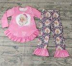 SALE GLP0245 Christmas Santa Claus Pink Leopard Girl's Set