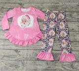 SALE GLP0245 Christmas Santa Claus Pink Leopard Girl's Set