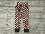 P0025 New Halloween Pumpkin Plaid Black Casual Trousers Pants