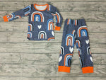 Fall Rainbow Grey Orange Boy's Set Pajamas