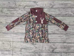 BT0078 Boutique Deer Camo Pullover Brown Hunting With Zipper Boy's Shirt Top