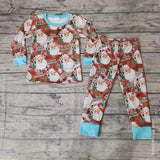 SALE BLP0097 Merry Christmas Cowboy Santa Brown Boy's Girl's Set Pajamas