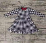 SALE GLD0109 Boutique Red Bow Black Plaid Girl's Dress