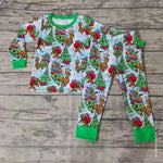 SALE BLP0089 Christmas Green Cartoon Dog Tree Gift Boy's Set Pajamas