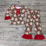 Christmas Santa Leopard Red Girl's Set Pajamas