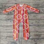 SALE LR0168  Western Stripe Orange Zipper Sleepers Cute Baby Girl's Boy's Romper