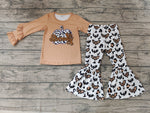 Spooky Bat Khaki Pumpkin Ruffles Girl's Set