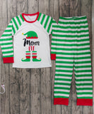 Adult Mom Christmas Green Striped Parent-Child Pajamas