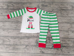 SALE BLP0066 Mini Christmas Green Striped Boy's Girl's Set Pajamas