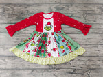 Christmas Twirl Ruffled Red Green Baby Cute Girl's Dress