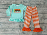 New Pumpkin Car Corn Orange Stripe Girl's Set