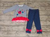 New Insect Navy Blue Stripe Dots Girl's Set