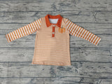 Fall Pumpkin Orange Stripe Pullover Boy's Cute Shirt Top