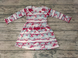 SALE GLD0116 Christmas Green Red Elk Snowflake Girl's Dress