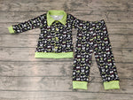 Merry Christmas Green Buttons Boy's Set Pajamas