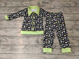 Merry Christmas Green Buttons Boy's Set Pajamas