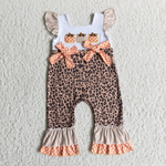 Embroidery Pumpkin Leopard Girl's Baby Romper Matching Clothes