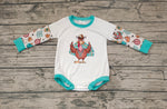 Thanksgiving Turkey Gobble Mint Green Baby Bubble Girl's Romper