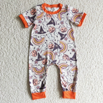 Halloween Embroidery Pumpkin Rainbow Orange Girl's Boy's Matching Clothes