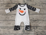 LR0192 Cute Smiley Carrot Black Polka Dots Baby Cute Girl's Romper