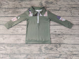 SALE BT0103 Hunting Camo ArmyGreen Duck With Zipper Pullover Boy's Shirt Top