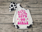 SR0102 Fashion Let's go girl Pink Cow Baby Cute Girl's Romper