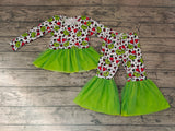 GLP0301 Boutique Christmas Green Leopard Tulle Cute Girl's Set