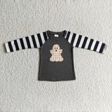 Halloween Embroidered Ghost Black Stripe Girl's Boy's Matching Clothes