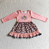 Thanksgiving Embroidered Turkey Pink Leopard Girl's Matching Clothes