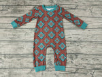 Western Dark Green Brown Baby Cute Boy's Romper