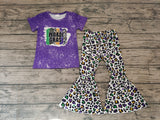 Mardi Gras Purple Leopard Pink Girl's Set