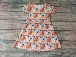 New Flower Cow Orange Cute Girl's Dress