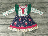 SALE GLD0142  Christmas Cup Flower Ruffles Cute Girl's Dress