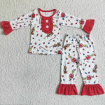 Christmas Pajamas Candy Canes Red Dots Boy's Girl's Matching Clothes