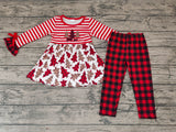 Christmas Tree Red Plaid Stripe Girl's Set