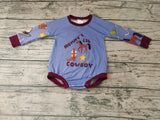 Cowboy Blue Boots Horse Baby Bubble Girl's Romper