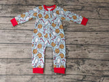 Christmas Cookie Milk Candy Canes Red Baby Cute Boy's Romper