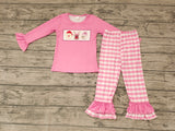 SALE GLP0315  Christmas Santa Snowman Pink Plaid Girl's Set