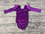 LR0211 Gold Velvet Purple Baby Bubble Girl's Romper