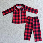 Christmas Red Plaid Pajamas Boy's Girl's Matching Clothes