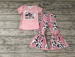 GSPO0223 Cow Print Black Pink Cute Girl's Set