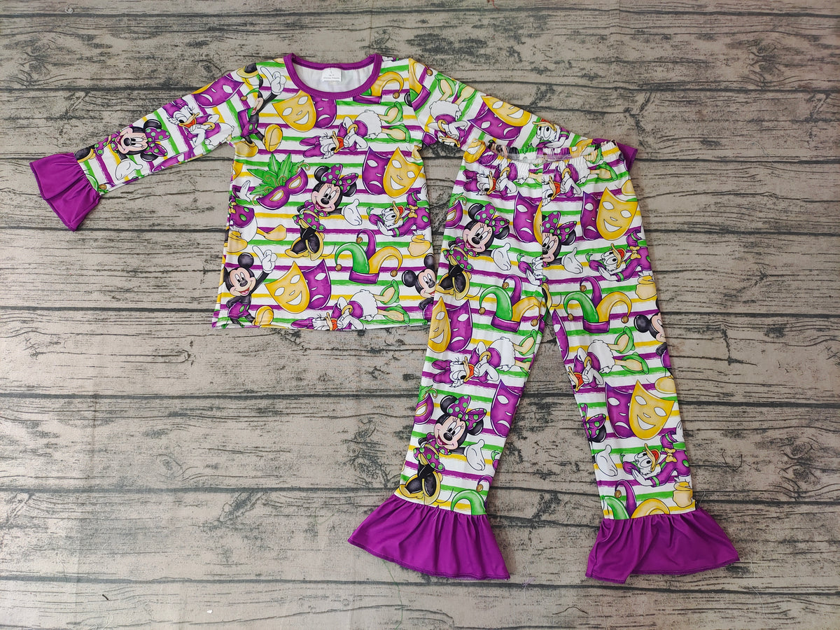 Mardi Gras Purple Stripe Girl's Set Pajamas – Amy yu garments wholesale