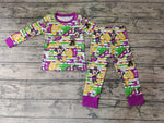 Mardi Gras Purple Stripe Boy's Set Pajamas