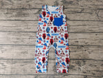 HOWDY Cow Cactus Blue Pocket Baby Boy's Romper