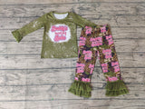 SALE GLP0327 Daddy's Hunting Babe Leopard ArmyGreen Girl's Set