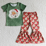 Christmas Santa Green Plaid Girl's Matching Clothes