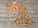 GSPO0277 Western LIVE Horse Sunflower Khaki Girl's Set