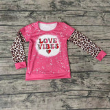 Girl's LOVE VIBES Pink Leopard Shirt Top