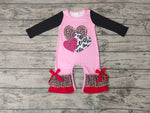 New LOVE Leopard Pink Cute Ruffles Baby Cute Girl's Romper